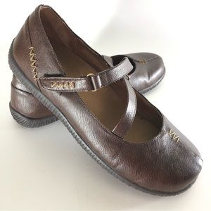 Orthaheel (Vionic) Brown Leather Mary Janes Comfort Flats Shoes Arch Support 9.5